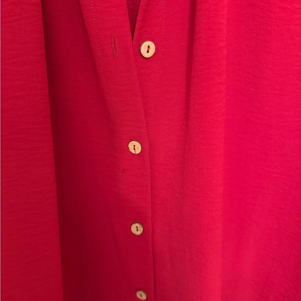 Karlie Vibrant Red Button-Up Blouse - Picture 3 of 5